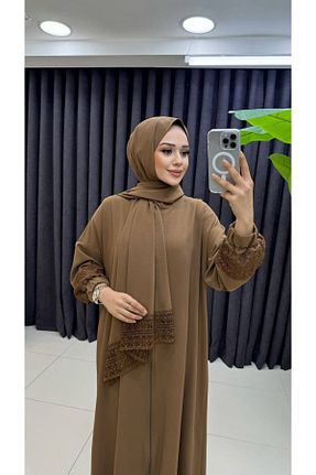 کلاه و ابایا قهوه ای زنانه بافتنی Elif Artar - کد 926926535