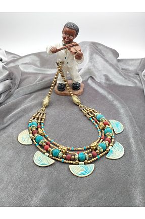 گردنبند جواهر رنگی زنانه برنجی TAKİBUTİGİNİZ - کد 754184022