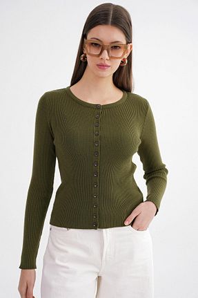 رویه خاکی زنانه یقه دکمه دار Mixray - کد 926931746