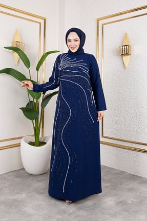 لباس مجلسی حجاب سرمه ای زنانه یقه دوچرخه Elif Artar - کد 926958547