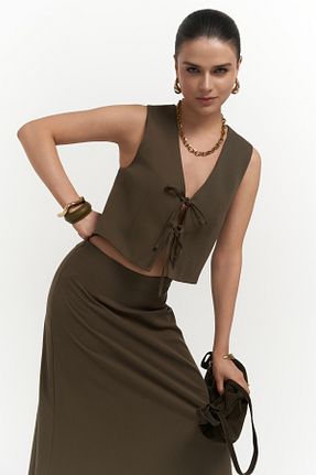 ست بالاتنه و پائین تنه خاکی زنانه MAİ COLLECTİON - کد 926942478