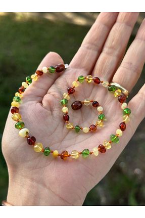 گردنبند جواهر رنگی بچه گانه سنگ طبیعی KEHRİBAREVİ KARAMAN - کد 738099945