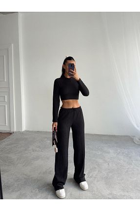 ست بالاتنه و پائین تنه مشکی زنانه بافتنی mydukkan.co - کد 926965758