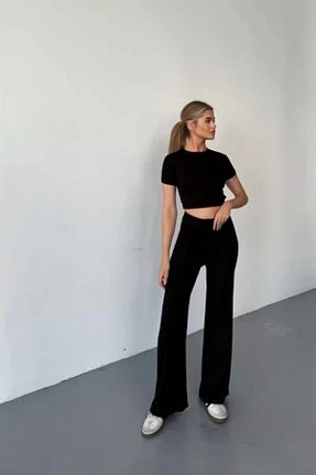 ست بالاتنه و پائین تنه مشکی زنانه اسلیم genelartp75 - کد 926973761