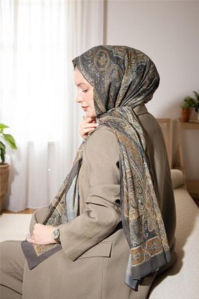 شال طوسی زنانه پنبه ای Baştacı - کد 868081639