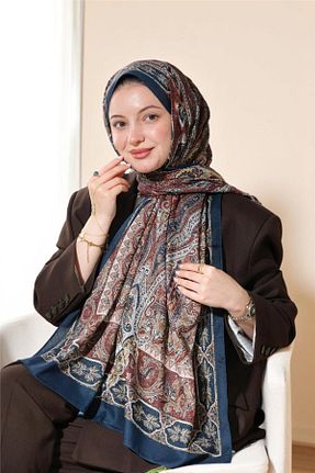 شال سرمه ای زنانه پنبه ای Baştacı - کد 884972546
