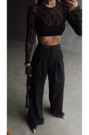 شلوار پارچه ای مشکی زنانه بلند mydukkan.co - کد 926996995