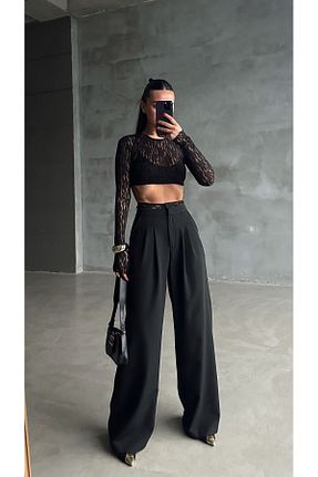 شلوار پارچه ای مشکی زنانه بلند mydukkan.co - کد 926996995