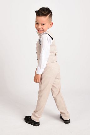 کت و شلوار بژ بچه گانه یقه پرستوئی Merdia Kids - کد 739421085