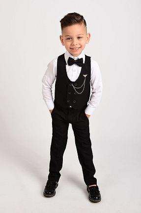 کت و شلوار مشکی بچه گانه یقه پرستوئی Merdia Kids - کد 739421305