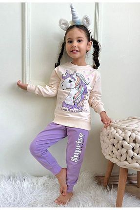 ست لباس راحتی بنفش بچه گانه طرح دار yagmurgiyim - کد 877077978