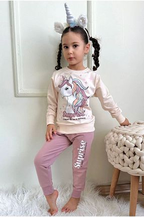 ست لباس راحتی صورتی بچه گانه طرح دار yagmurgiyim - کد 877077924