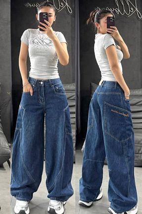 شلوار جین آبی زنانه پاچه پهن Chirkef - کد 927039588