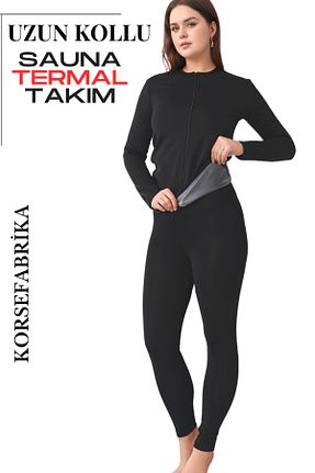 ست بالاتنه و پائین تنه مشکی زنانه بافتنی KORSEFABRİKA - کد 926879562