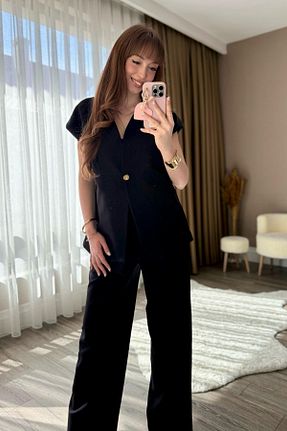 ست بالاتنه و پائین تنه مشکی زنانه بافتنی Dilay Gökoğlu Butik - کد 920102435