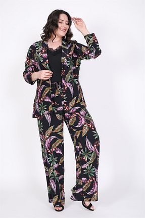 کت سایز بزرگ مشکی زنانه ویسکون Myline - کد 41498266