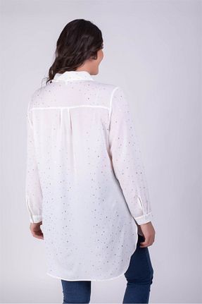 پیراهن سایز بزرگ سفید زنانه سایز بزرگ Myline - کد 4100606