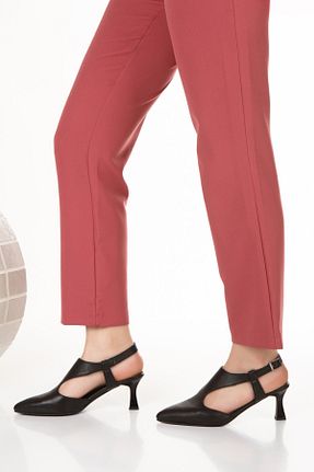 کفش پاشنه بلند کلاسیک مشکی زنانه چرم خالص elvinshoes - کد 927131722
