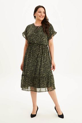 لباس سایز بزرگ سبز زنانه بافتنی Myline - کد 59383158