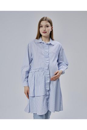 پیراهن بارداری آبی زنانه اورسایز LİYACA - کد 927143768