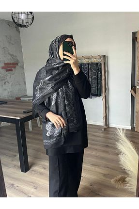 شال مشکی زنانه پنبه پلی استر Merwiss - کد 927153367