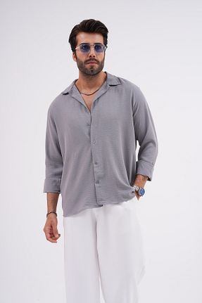 پیراهن طوسی مردانه اورسایز SKYMOOD - کد 324716532