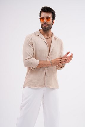 پیراهن بژ مردانه اورسایز SKYMOOD - کد 270080689