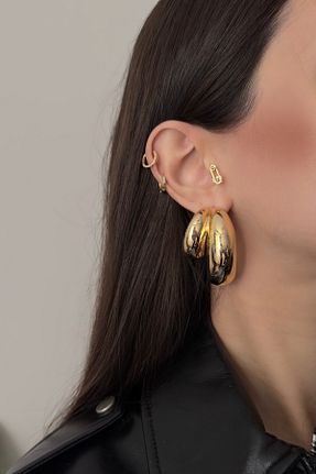 گوشواره جواهر رنگی برنجی Okko Store - کد 927234576
