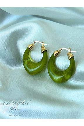 گوشواره استیل (فولاد) سبز زنانه استیل (فولاد) mismochi - کد 927187678