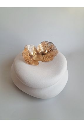 گوشواره جواهر طلائی برنجی BHR AKSESUAR - کد 877282606