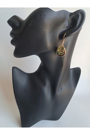 گوشواره جواهر سبز برنجی BHR AKSESUAR - کد 927231358