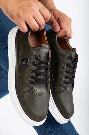 کفش اسنیکر خاکی مردانه بند دار MY GROSS SHOES - کد 927214574
