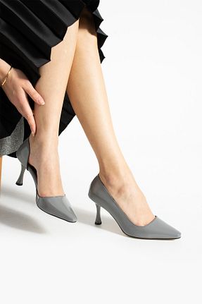 کفش استایلیتو طوسی پاشنه نازک Güllü Shoes - کد 927239893