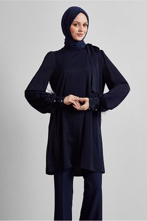 تونیک حجاب سرمه ای زنانه پلی استر Alvina - کد 927243720