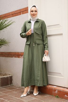 ست بالاتنه و پائین تنه حجاب خاکی زنانه رگولار Neva Style - کد 927239363