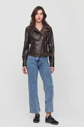 کاپشن قهوه ای زنانه بیکر nero leather fur - کد 927239383