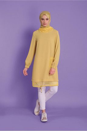 تونیک حجاب زرد زنانه پلی استر Alvina - کد 874938980