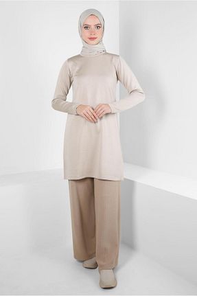 تونیک حجاب بژ زنانه مخلوط ویسکون Alvina - کد 791023604