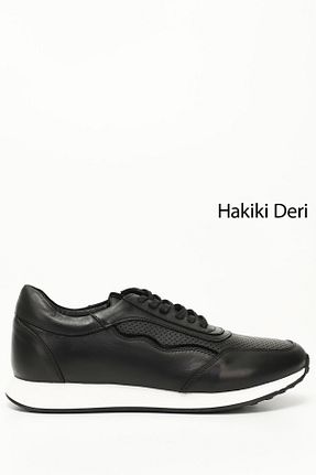کفش اسنیکر مشکی مردانه چرم اصل GÖNDERİ(R) - کد 818680201