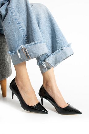 کفش استایلیتو مشکی پاشنه نازک Güllü Shoes - کد 927267181