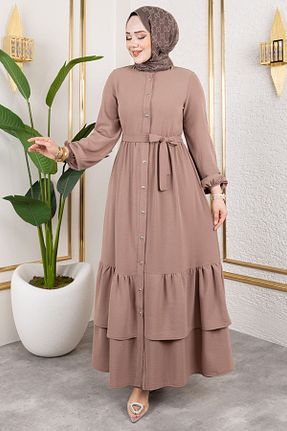 لباس حجاب بژ زنانه A-line modapinhan - کد 927264896