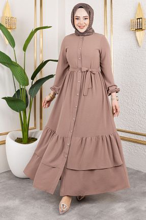 لباس حجاب بژ زنانه A-line modapinhan - کد 927264896