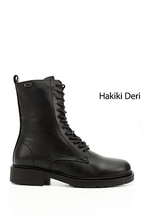 بوت / نیم بوت مشکی زنانه چرم خالص GÖNDERİ(R) - کد 927270207