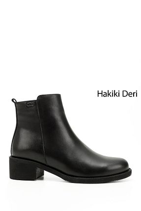 بوت / نیم بوت مشکی زنانه چرم خالص GÖNDERİ(R) - کد 927267843