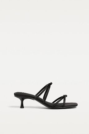 صندل مشکی زنانه پاشنه ضخیم Stradivarius - کد 901336356