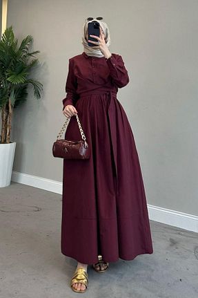 لباس حجاب زرشکی زنانه کلوش Swana - کد 927312823