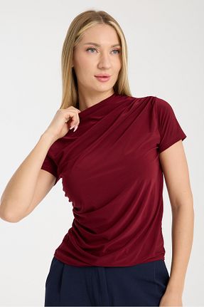 بلوز زرشکی زنانه ساده RESSHO - کد 927333993