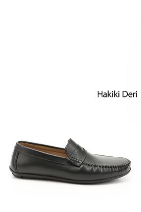 کفش کژوال مشکی مردانه چرم خالص GÖNDERİ(R) - کد 98125862