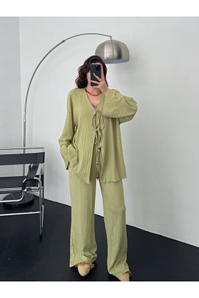 ست بالاتنه و پائین تنه خاکی زنانه بافتنی BRGCLOTHING - کد 927327742