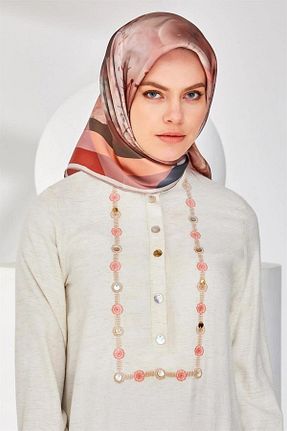 روسری قهوه ای کرپ ساتن ابریشم Armine - کد 68957652